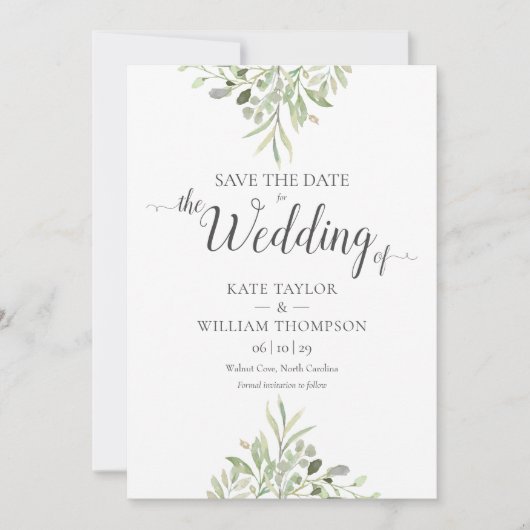 Waterverf Groene Foto Script Trouw Save The Date (Voorkant)