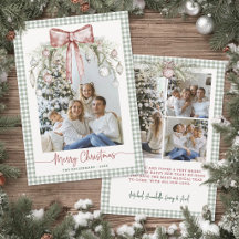 Waterverf groene geruite kerstfoto