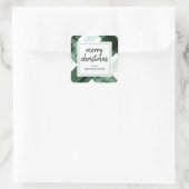 Waterverf groene geruite vrolijke kerst naam vierkante sticker (Tas)