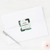 Waterverf groene geruite vrolijke kerst naam vierkante sticker (Envelop)