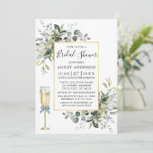 Waterverf Groene Glas Stofblauw Douche Kaart (Staand voorkant)