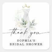Waterverf Groene Gold Bruiloft Thank You Vierkante Sticker (Voorkant)