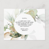 Waterverf Groene Goud Bloemen Meisjes Aanzoek Briefkaart (Achterkant)