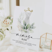 Waterverf Groene Goud Bruiloft Mimosa Bord Reclamebord Met Voetstuk