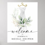 Waterverf Groene Goud Bruiloft Welkom Poster (Voorkant)