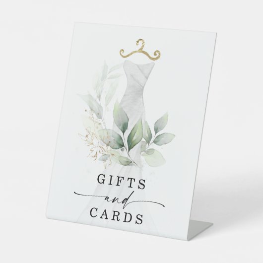 Waterverf Groene Goud Bruiloftscadeaus Bord Reclamebord Met Voetstuk (Voorkant)