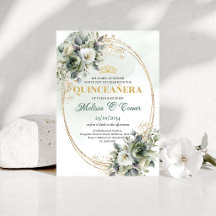 Waterverf Groene Goud Quinceañera Verjaardag 