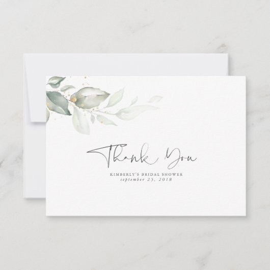 Waterverf Groene Goudbladeren Kleine Bedankt (Voorkant)