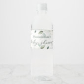 Waterverf groene & gouden bladeren Baby Shower Waterfles Etiket (Voorkant)
