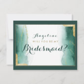 Waterverf groene goudglitter Bridesmaid Kaart (Voorkant)
