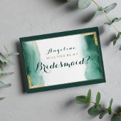 Waterverf groene goudglitter Bridesmaid Kaart