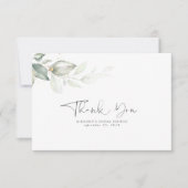 Waterverf Groene Goudkleurige Bladeren Kleine Dank Bedankkaart (Voorkant)