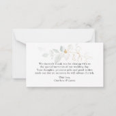 Waterverf Groene goudvulling Dank je wel Kaart Notitiekaartje (Achterkant)