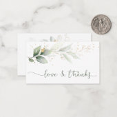 Waterverf Groene goudvulling Dank je wel Kaart Notitiekaartje (Voorkant / Achterkant in situ)