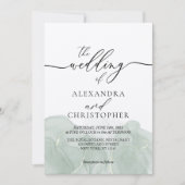 Waterverf groene handtekening kalligrafie bruiloft kaart (Voorkant)