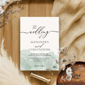 Waterverf groene handtekening kalligrafie bruiloft kaart