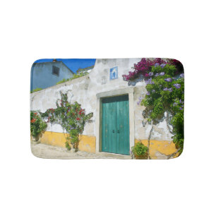 Waterverf groene houten deur badmat