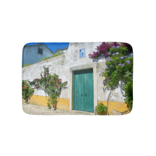 Waterverf groene houten deur badmat (Voorkant)