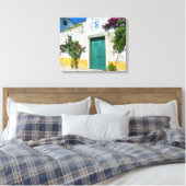 Waterverf groene houten deur canvas afdruk (Insitu (Slaapkamer))