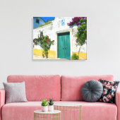 Waterverf groene houten deur canvas afdruk (Insitu (Woonkamer))