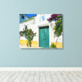 Waterverf groene houten deur canvas afdruk (Insitu (Houten vloer))