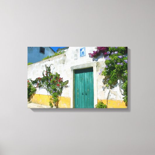 Waterverf groene houten deur canvas afdruk (Voorkant)