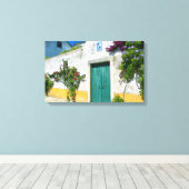 Waterverf groene houten deur canvas afdruk (Insitu (Houten vloer))