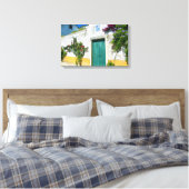 Waterverf groene houten deur canvas afdruk (Insitu (Slaapkamer))