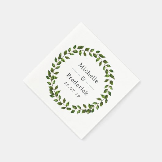 Waterverf Groene Huwelijksdecoratie Servet (Hoek)