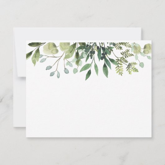 Waterverf Groene Huwelijksdetails Bijgevoegde kaar RSVP Kaartje (Achterkant)
