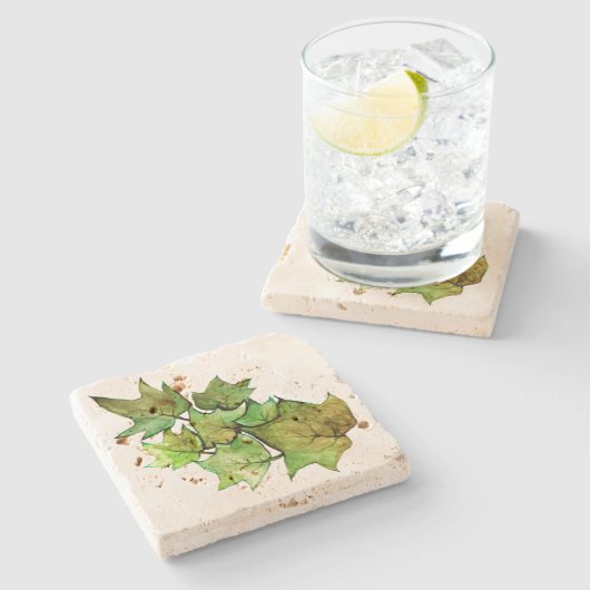 Waterverf groene Ivy Natuur Stenen Onderzetter (Zijkant)