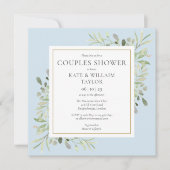 Waterverf Groene Jongen Blauwe Couples Baby Shower Kaart (Voorkant)