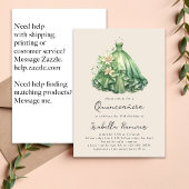 Waterverf Groene Jurk Elegant Quinceañera Kaart