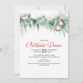 Waterverf Groene Kerst Dinner Kaart (Voorkant)