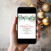 Waterverf Groene Kerst Dinner Kaart