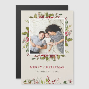 Waterverf Groene Kerst Foto Magnetische Kaart