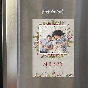 Waterverf Groene Kerst Foto Magnetische Kaart