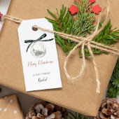 Waterverf Groene Kerst Ornament met Lint Cadeaulabel