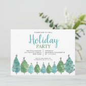 Waterverf Groene kerstbomen feestdag Kaart (Staand voorkant)