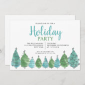 Waterverf Groene kerstbomen feestdag Kaart (Voorkant / Achterkant)