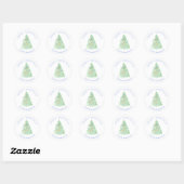 Waterverf Groene Kerstboom Grandmillennial Ronde Sticker (Vel)