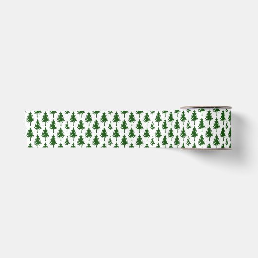 Waterverf groene kerstboom satijnen lint (Voorkant)