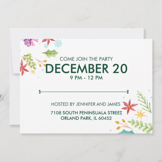  Waterverf Groene kerstfeestdag Kaart (Achterkant)