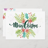  Waterverf Groene kerstfeestdag Kaart (Voorkant / Achterkant)