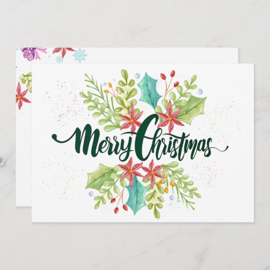  Waterverf Groene kerstfeestdag Kaart (Voorkant / Achterkant)