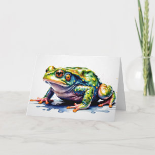 Waterverf Groene Kikker, Schattige Kleurrijke Pad Kaart