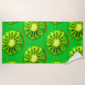 Waterverf groene kiwi slice art strand stijl strandlaken (Voorkant)