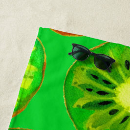 Waterverf groene kiwi slice art strand stijl strandlaken