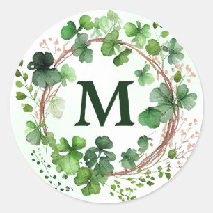 Waterverf Groene klaver Wreath St Patrick's Day Ronde Sticker