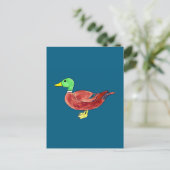 Waterverf Groene Kop Wilde Eend Briefkaart (Staand voorkant)